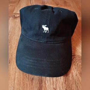 Abercrombie & Fitch Iconic Moose Baseball Cap Hat Adjustable Black Strapback
